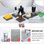 4PCS Fast Drying Diatomite Stone Soap Tray for Bathroom and Kitchen, Vanity Tray, Water Absorbing Coaster - color: Dark Gray 4stripes