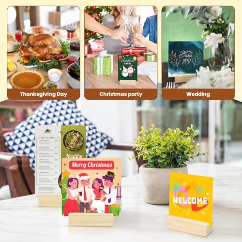 60Pcs 2.75x1.38 Inches Wood Table Number Stands Wood Place Card Holders Picture Holder Acrylic Sign Holdersr for Ceremony Birthday Party Home Decoration ﻿ - size: 2.75" 60pcs