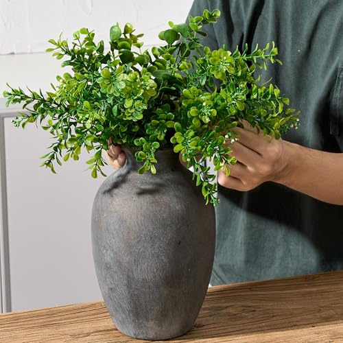 Large Ceramic Rustic Flower Vase, 10.43 Inch Tall Vintage Pottery Home Decor, Farmhouse Terracotta Vase for Living Room, Table, Shelf, Mantel Decoration, Farmhouse - Black Bronze - color: Black Bronze- 10.43"