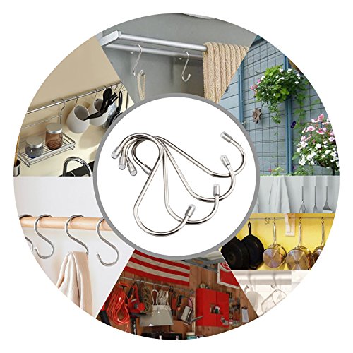 20 Pack 3.4" S Shaped Hooks Stainless Steel Metal Hangers Hanging Hooks for Kitchen, Work Shop, Bathroom, Garden
