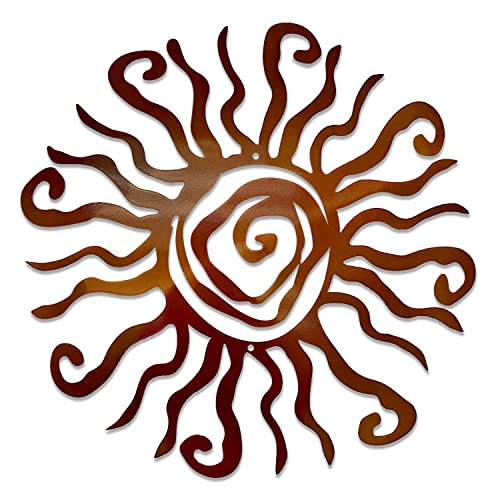 Riverside Designs Wacky Sun Metal Wall Art Indoor/Outdoor Decor - 36" Copper Rust Proof Wall Sculpture - Made in USA - Ideal for Bedroom, Garden, Home, Patio and Farmhouse - color: Copper, size: 36"L x 36"W
