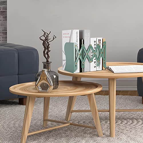 Adjustable Metal Bookends Heavy Duty for Shelves, 2 Dividers, Anti-Slip Design Expandable Book Ends for Desk, Office(Dark Green, 19 inches Max) - color: Dark Green