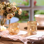 DARJEN 24Pcs Gold Votive Candle Holders - Glass Candle Holder Bulk for Table Centerpiece, Tea Lights Candle Holders for Home, Christmas Party & Wedding Shower - color: Gold