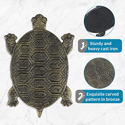 MDLUU Turtle Stepping Stone, Cast Iron Flagstone, Decorative Tortoise Stepping Stone for Garden Walkway, Flower Bed (Bronze) - size: Turtle(12.9" x 8.6")Bronze