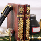 Bellaa 25389 Bookends Antiques Pen Ink Lamp Magical Oldworld Liabrary Office Book Ends for Shelves Stopper Vintage Collection Heavy Duty ＆ Sturdy Non-Skid