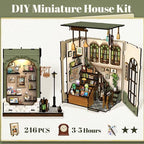 Fsolis Book Nook Kit – Booknook 3D Wooden Puzzles for Adults DIY Miniature Kit Tiny House Gifts for Book Lovers Women（Gallery Bookstore） - style: Gallery Bookstore