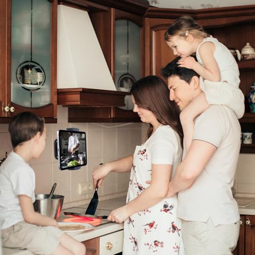 Tablet Wall Mount, Aluminum iPad Wall Mount Holder, 360° Rotation Adjustable Wall Holder Compatible with iPad Pro, Mini, Galaxy Tab, Surface Pro, Kindle, All 4.7-13" Tablets and Phones - size: Short