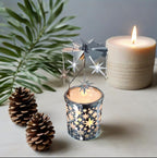 Carousel totary Candle Holder Spinning irthday Gifts for Women, Mom, Wife, Girlfriend, Sister, Her, Metal Windmill Tea Light for Female Friends (Silver Star) - color: Silver Star