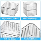 HOTOOLME 14PCS Clear Drawer Organizers Bins, 4 Size Clear Makeup Drawer Organizer, Stackable Vanity Drawer Organiser Trays, Bathroom Drawer Storage for Cosmetics, Office Supply - style: 14 Pack