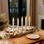Homemory Real Wax LED Flameless Taper Candles with Timer, Dripless Fake Candlesticks with 3D Flickering Flame, 9.6 Inches White Window Candle for Fireplace Christmas Halloween - style: Farmhouse - White 9.6"