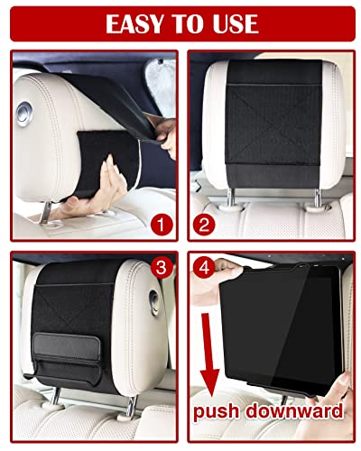 WONNIE 2 Pack Car Headrest Holder for 10-12.9" Large Size Tablets - size: 2 Pack- fits 10-12.9" tablet