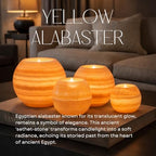 CraftsOfEgypt Single Alabaster Candle Holder - Egyptian Tealight and Votive Candles Holders with Amber Glow for Home Décor Natural Stone Soothing Tranquil Aurora - size: Medium