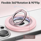 SYNCWIRE Magnetic Phone Ring Holder for MagSafe, 360° Rotation Cell Phone Grip Stand Finger Ring Kickstand Two-Sided Magnet Compatible with iPhone 17 Pro Max 16 15 14 13 12 MagSafe Accessories - color: Single Ring-1PCS-Light Pink