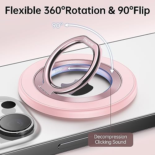 SYNCWIRE Magnetic Phone Ring Holder for MagSafe, 360° Rotation Cell Phone Grip Stand Finger Ring Kickstand Two-Sided Magnet Compatible with iPhone 17 Pro Max 16 15 14 13 12 MagSafe Accessories - color: Single Ring-1PCS-Light Pink
