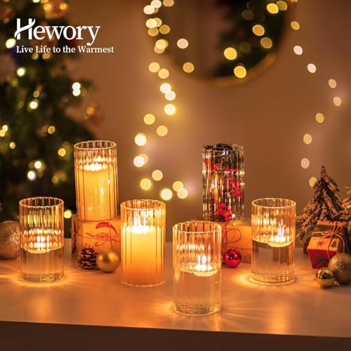 Hewory Glass Hurricane Candle Holders Set of 6, Clear Glass Cylinder Vases for Pillar & Floating Candles, 6 inch - Centerpieces, Wedding & Christmas Home Decor - size: 6 inch-6PCS