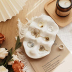 White 6 Grid Jewelry Dish Tray, Vanity Ring Dish Ceramic Jewlery Trays Trinket Ring Holder,Room Decor Aesthetic,Decorative Vanity Key Tray for Women (Grid) - style: Grid