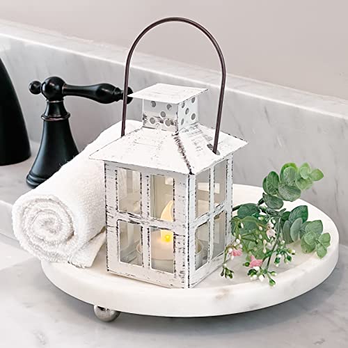 Kate Aspen Rustic Farmhouse Decor White Candle Holder Lantern Decorative (5 Inch), Wedding Decoration, Centerpiece Table Decorations, Home Decor, Shelf Decor, Fireplace Lantern - size: 5 inch White Decorative Lantern, style: One Lantern