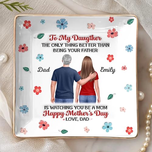 to My Daughter Ring Dish, Personalized Daughter Jewelry Dish, Mothers Day Birthday Gifts for Daughter from Dad, Mothers Day Jewelry Dish for Mothers Day Decorations - color: Style 3