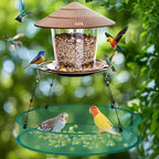 2 Pack Bird Seed Catcher for Outdoor Feeders, 24in & 16in Adjustable Hanging Trays with 4in Anti-Spill Height, Hanging Hoop Bird Seed Catcher Tray for Hummingbird Feeders Outdoor Garden Accessories