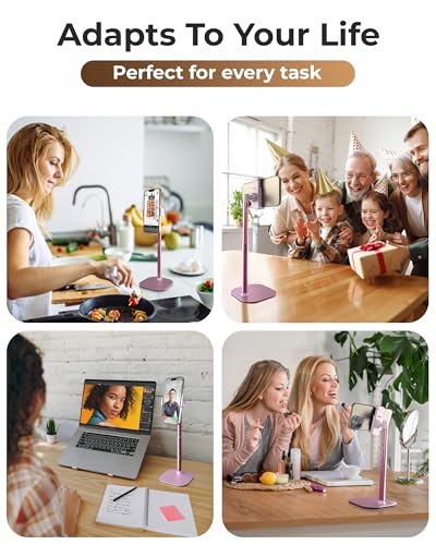 COOPER ChatStand, Adjustable Cell Phone Stand for Desk, Phone Stand for Recording, iPhone Holder for Filming, Small Tripod for iPhone, Fits Samsung, Android Smartphones, (Pink Rose Gold) - color: D - Rose Gold
