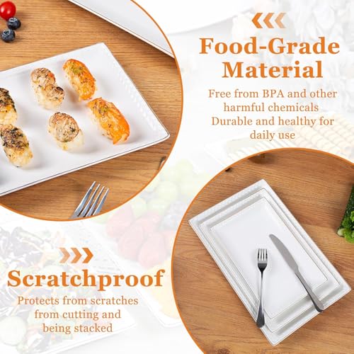 Kassel Ceramic Serving Platter Set | 16”/14”/12” Rectangular Serving Trays for Entertaining at Parties and Weddings | Oven Safe Extra Large Serving Trays for Tacos, Steak, and Cake - size: Large Rec {16”/14”/12”}