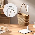 2 Pcs Purse Holder Handbag Display Stand: Hanger Rack Showing Bags, Purses, and Wreath, Adjustable Hook Stand for Tabletop, Closet, Desk, and Retail Use for Vendors, White - color: White