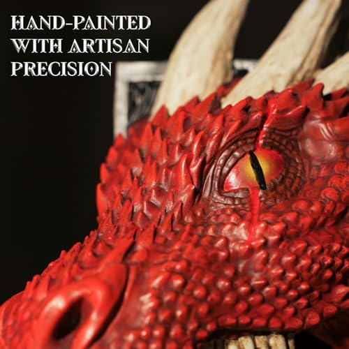Dragon Bookend | Pops Off Your Shelf | Solid Build | Use Between Books or on a Bookshelf End or Book Nook | Fantasy Dragon Decor | Gothic Medieval Shelves Booknook Bookends (Crimson Red) - color: Crimson Red