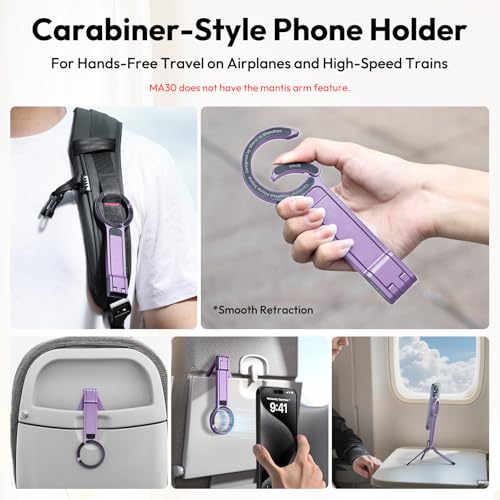 ULANZI MA30 Magnetic Phone Tripod Stand for iPhone, Aluminium Maglock Smartphone Mini Tripod Pocket Cell Phone Stand Strong Magnet Compatible with iPhone 17 16 15 14 13 12 Series, Lavender - color: Lavender
