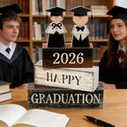2026 Graduation Table Decorations Class of 2026 Senior Tiered Tray Decor Wooden Block Signs Farmhouse Congrats Grad Tabletop Party Centerpiece for Tables Wooden Sign for Home Decor - style: graduate