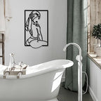CHENGU 3 Pieces Metal Minimalist Abstract Woman Wall Art Line Drawing Wall Art Decor Single Line Female Home Hanging for Kitchen Bathroom Living Room - style: Cup Style
