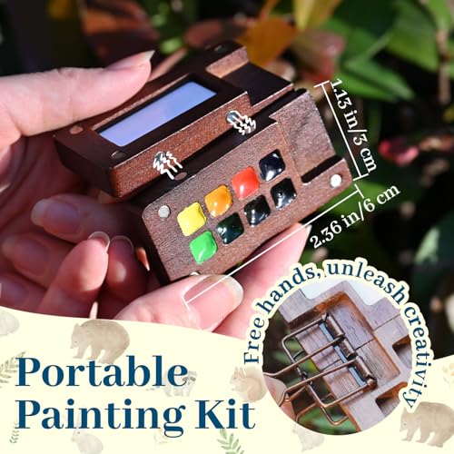 Funto Mini Watercolor Travel Set, 12-Color Refillable Travel Art Kit, All-in-One Mini Paint Supplies with Bag, Art Craft for All, Portable Water Color Paint for Beginners, lovers and Artists - style: Wooden-8 Set