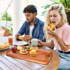 Medium Wooden Serving Trays for Party Long Charcuterie Boards Rectangle Acacia Wood Platter Fruit Dessert Tray for Food Dish Snack Cookie Appetizer Plates Cheese Board Kitchen Dinner Platters - size: 14" × 8" × 0.6"