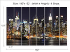 Manhattan Night View Wall Mural, 182" x 122" (8 Panels, Non-Self-Adhesive, Silk Material, Urban Theme) - color: Murals-03, size: 182" x 122"
