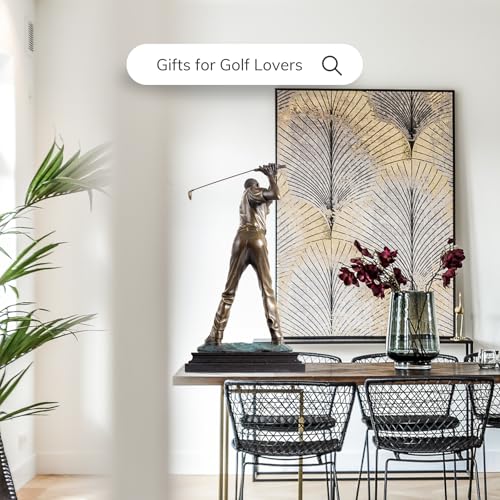 21.2'' Modern Golfer Bronze Sculpture, Bronze Golf Man Figurine Statue Ornament with Marble Base Crafts for Home Office Decor Collection Gift - size: 21.2"Man