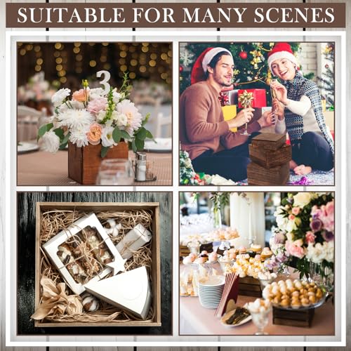 Barydat 6 Pcs Wood Display Risers Rustic Cupcake Stand Food Risers for Buffet Table Wooden Stackable Display Stand Box for Catering Dessert Collectibles Jewelry Figures Show(Burnt Wood Color)