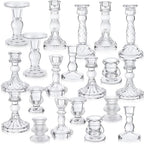 Mumufy 20 Pcs Glass Crystal Taper Candle Holders Clear Glass Candlestick Holder Fit 0.8 Inch Candles Crystal Decorative Candle Stand Centerpiece Table Wedding Dining Party(Clear) - color: Clear