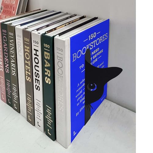 Bookends Metal Cat Book Ends, 1 Pairs Cute Bookends for Shelves Decorative for Home Office Desk Bookshelf Decor (Black, Half-face) - color: Cat-half-face