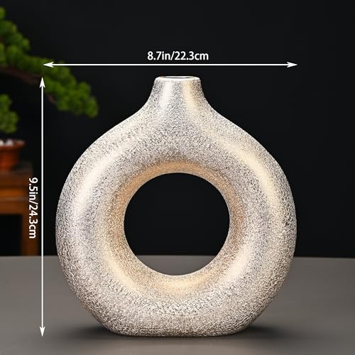 Modern Donut-Shaped Decorative Vases, Handmade Minimalist Boho ins Style, Modern Vase for Home Decor for Wedding Dinner Table Party Living Room Office Bedroom (Gold, Exra Large) - color: Gold, size: Exra Large