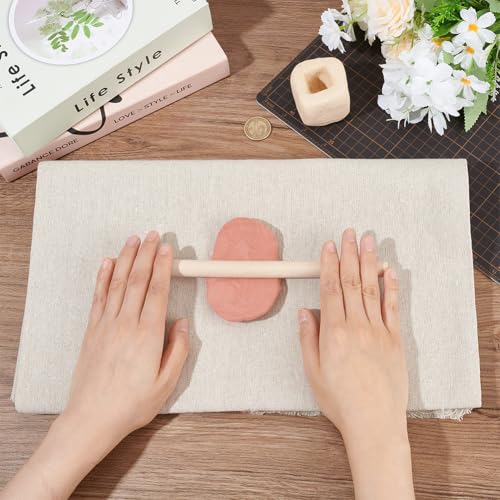 FINGERINSPIRE 2 PCS Pottery Linen Cloth 63x39 inch (Ivory White) - Linen Fabric Tablecloth Clay Sculpture Tool for Ceramic Art DIY Crafts