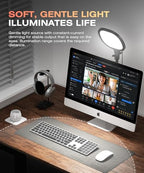 PQRQP Ring Light with Stand, Adjustable Desktop Light with Phone Holder, CRI 97+, Video Conference Light for Zoom Meetings, Webcam, Recording, Live Stream