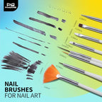 FANDAMEI Nail Art Tools, Nail Brush, 15 PCS Nail Art Brushes, 5 PCS Nail Dotting Tool, Nail Stand, Nail Holder For Painting Nails, Nail Tools, Nail Design Tools, White - color: White