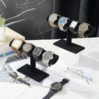 Wenqik 2 Pack Watch Holder Stand, Velvet Watch and Bracelet Display T Bar Stands, Jewelry Organizer for Watches Bracelets and Bangles, Countertop Display for Dresser, Store or Home, Black
