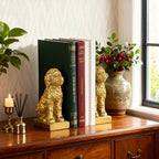 Poodle Decorative Bookends for Shelves, Dog Book Ends for Heavy Books, Toy Poodle Statues Bookends for Heavy Books with Anti-Slip Base Book Holders for Home Office Decor (Gold)