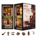 Fsolis Book Nook Kit, 3D Wooden Puzzle for Adult DIY Miniature Kit Decorative Bookend Bookshelf Bookcase Decor Gifts for Women Readers Book Lovers(Rose Detective Agency) - style: Rose Detective Agency