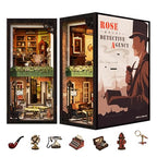 Fsolis Book Nook Kit, 3D Wooden Puzzle for Adult DIY Miniature Kit Decorative Bookend Bookshelf Bookcase Decor Gifts for Women Readers Book Lovers(Rose Detective Agency) - style: Rose Detective Agency