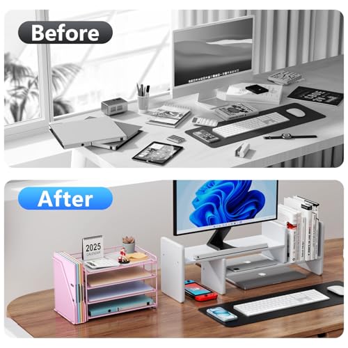 gianotter 4-Tier Paper Organizer With Magazine Holder, Desk Organizers and Accessories, Desk Accessories & Workspace Organizers, File Organizer for Office Supplies Storag (Pink, 4-Tier) - color: Pink, size: 4-Tier