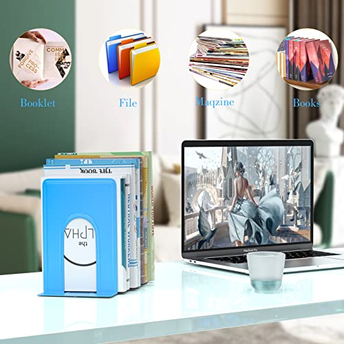 Optomni Bookends, Book End Supports Heavy Duty Metal Bookend Support, Book Ends Supports for Shelves Decor Home Office School (2 Pairs/4 Pieces, Blue) - color: Blue, size: 2 Pairs/4 Pieces