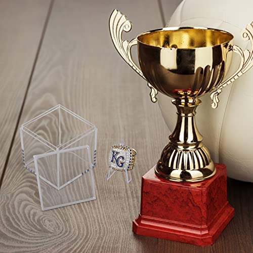 Championship Ring Display Case 3pcs Clear Acrylic Plastic Baseball Display Case Small Showcase with Mini Card Stand Holder Square Storage Box for Jewelry Sport Ring Candy Box - style: Ring