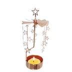 kingnero Rotary Candle Holder Spinning Candleholder Tea Light Candle Powered Carousel Small Gift (Rose Gold Star)