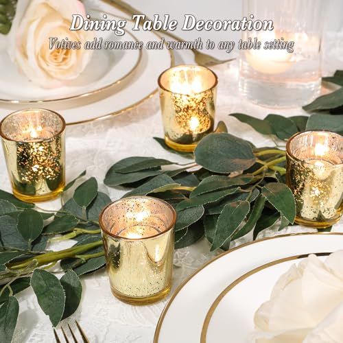 UPBUD Gold Votive Candle Holders Set of 24, Speckled Mercury Candle Holders for Wedding Gold Centerpiece Table Decorations, Tealight Candle Holder for Party Bridal Shower Decor, Home Decor - color: Gold